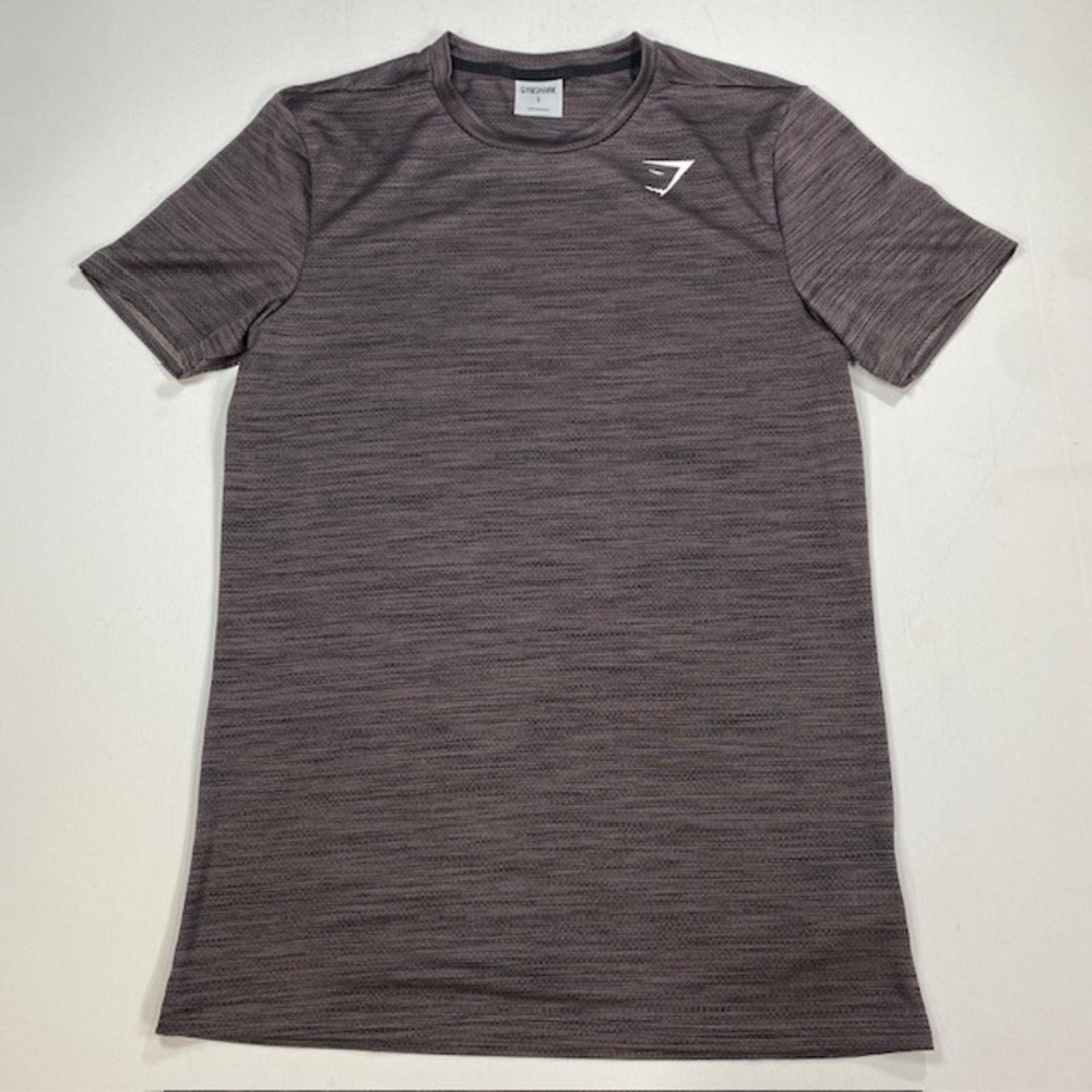 Gymshark Mens S Space Dye Performance‎ Training T-Shirt Dark Brown Short Sleeve